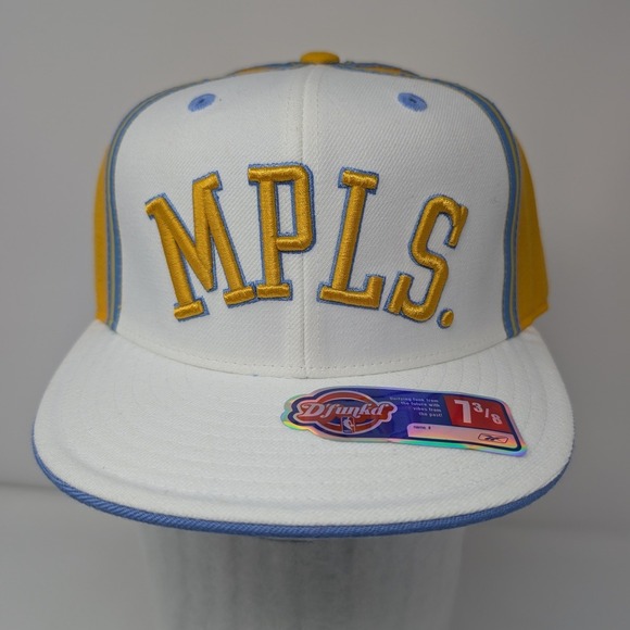 Reebok Other - Reebok NWT MPLS Lakers D'Funkd Fitted Hat 7 3/8 Wool White Yellow Blue Flat Brim